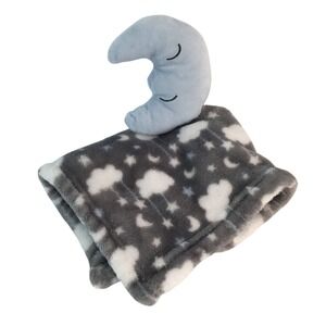 Hudson Baby HB Security Blanket Lovey 14" Gray Blue Moon Stars Clouds 2020